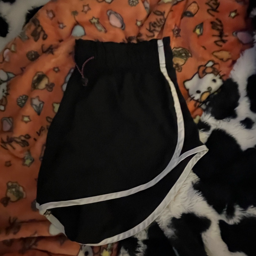 Black Athletic Shorts with White Trim